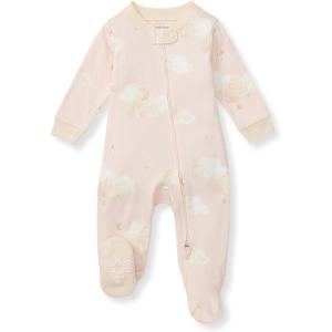 Burt’s Bees Baby Girls’ Organic Cotton Sleep and Play Footed Pajamas(Pink Good Night Sky)