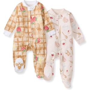 Burt’s Bees Baby Girls’ Organic Cotton Sleep and Play Footed Pajamas(Waffle & Cheesecake)