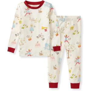 Burt’s Bees Baby Girls’ Pajamas, 2-Piece Long Sleeve Tee and Pants Organic Cotton PJ Set(12 Days of Christmas)