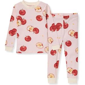 Burt’s Bees Baby Girls’ Pajamas, 2-Piece Long Sleeve Tee and Pants Organic Cotton PJ Set(Apple Orchard)