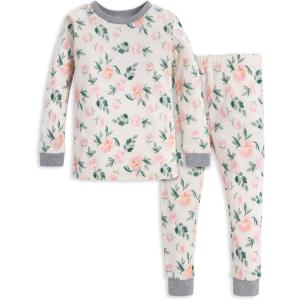 Burt’s Bees Baby Girls’ Pajamas, 2-Piece Long Sleeve Tee and Pants Organic Cotton PJ Set(Autumn Blooms)