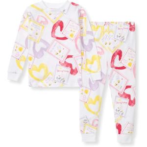 Burt’s Bees Baby Girls’ Pajamas, 2-Piece Long Sleeve Tee and Pants Organic Cotton PJ Set(Bee Mine)