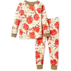 Burt’s Bees Baby Girls’ Pajamas, 2-Piece Long Sleeve Tee and Pants Organic Cotton PJ Set(Blooming Fields)