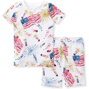 Burt’s Bees Baby Girls’ Pajamas, 2-Piece Long Sleeve Tee and Pants Organic Cotton PJ Set(Firecrackers)
