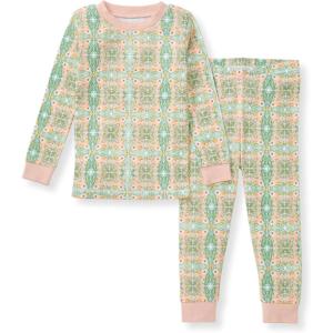 Burt’s Bees Baby Girls’ Pajamas, 2-Piece Long Sleeve Tee and Pants Organic Cotton PJ Set(Floral Tile)
