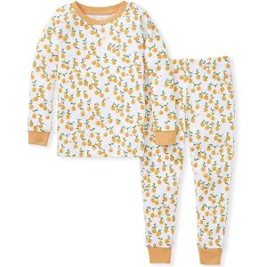 Burt’s Bees Baby Girls’ Pajamas, 2-Piece Long Sleeve Tee and Pants Organic Cotton PJ Set(Freshly Picked Oranges)