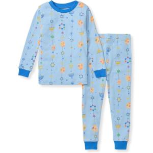 Burt’s Bees Baby Girls’ Pajamas, 2-Piece Long Sleeve Tee and Pants Organic Cotton PJ Set(Hanukkah Joy)