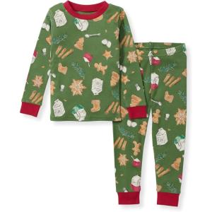 Burt’s Bees Baby Girls’ Pajamas, 2-Piece Long Sleeve Tee and Pants Organic Cotton PJ Set(Holiday Cookies)