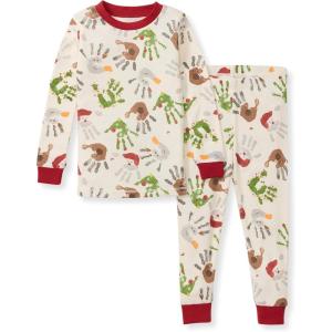 Burt’s Bees Baby Girls’ Pajamas, 2-Piece Long Sleeve Tee and Pants Organic Cotton PJ Set(Holiday Hands)