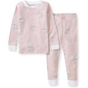 Burt’s Bees Baby Girls’ Pajamas, 2-Piece Long Sleeve Tee and Pants Organic Cotton PJ Set(Ice Skates)