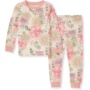 Burt’s Bees Baby Girls’ Pajamas, 2-Piece Long Sleeve Tee and Pants Organic Cotton PJ Set(Mountain Floral)