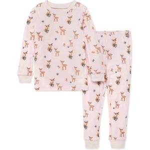 Burt’s Bees Baby Girls’ Pajamas, 2-Piece Long Sleeve Tee and Pants Organic Cotton PJ Set(Oh Deer)