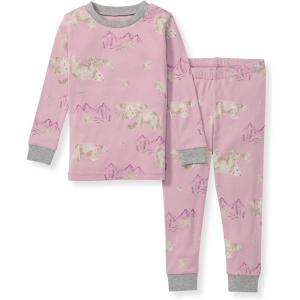 Burt’s Bees Baby Girls’ Pajamas, 2-Piece Long Sleeve Tee and Pants Organic Cotton PJ Set(Polar Mountain Pink)