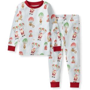 Burt’s Bees Baby Girls’ Pajamas, 2-Piece Long Sleeve Tee and Pants Organic Cotton PJ Set(Santa in the Sky)