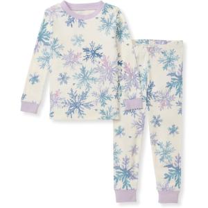 Burt’s Bees Baby Girls’ Pajamas, 2-Piece Long Sleeve Tee and Pants Organic Cotton PJ Set(Snowflake Flurries)