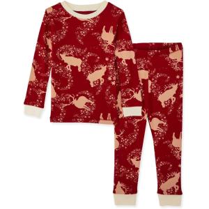 Burt’s Bees Baby Girls’ Pajamas, 2-Piece Long Sleeve Tee and Pants Organic Cotton PJ Set(Starry Reindeer)