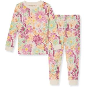 Burt’s Bees Baby Girls’ Pajamas, 2-Piece Long Sleeve Tee and Pants Organic Cotton PJ Set(Wild Floral)
