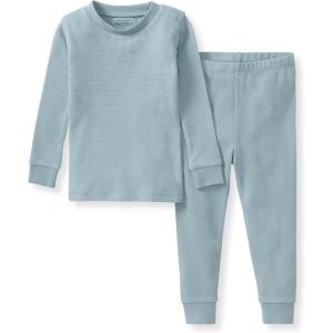 Burt’s Bees Baby baby-boys Honeysoft Pajamas, Tee and Pant 2-piece Pj Set, Soft Organic Cotton & Lyocell Blend(Mountain Blue Thermal)