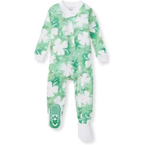Burt’s Bees Baby baby-boys Sleeper Pjs, 100% Organic Cotton, One-piece Footie, Zip Up Jumpsuit, Snug Fit Pajamas(Artsy Clover)