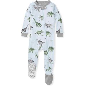 Burt’s Bees Baby baby-boys Sleeper Pjs, 100% Organic Cotton, One-piece Footie, Zip Up Jumpsuit, Snug Fit Pajamas(Happy Herbivores)