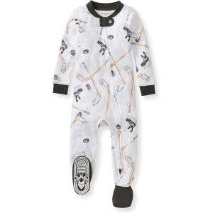 Burt’s Bees Baby baby-boys Sleeper Pjs, 100% Organic Cotton, One-piece Footie, Zip Up Jumpsuit, Snug Fit Pajamas(Hockey Season)