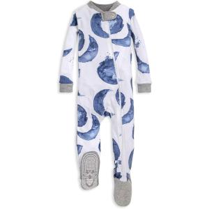 Burt’s Bees Baby baby-boys Sleeper Pjs, 100% Organic Cotton, One-piece Footie, Zip Up Jumpsuit, Snug Fit Pajamas(Indigo Hello Moon)