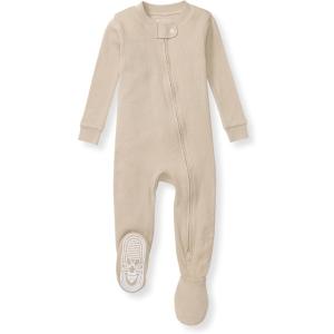 Burt’s Bees Baby baby-boys Sleeper Pjs, 100% Organic Cotton, One-piece Footie, Zip Up Jumpsuit, Snug Fit Pajamas(Neutral Solid Rib)