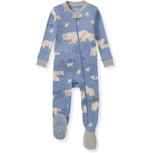 Burt’s Bees Baby baby-boys Sleeper Pjs, 100% Organic Cotton, One-piece Footie, Zip Up Jumpsuit, Snug Fit Pajamas(Polar Mountain Blue)
