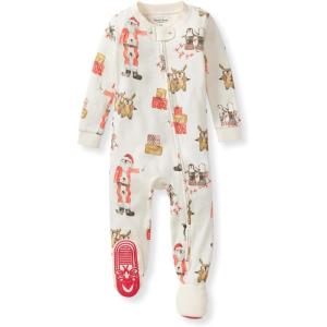 Burt’s Bees Baby baby-boys Sleeper Pjs, 100% Organic Cotton, One-piece Footie, Zip Up Jumpsuit, Snug Fit Pajamas(Santa’s Little Helper)