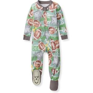 Burt’s Bees Baby baby-boys Sleeper Pjs, 100% Organic Cotton, One-piece Footie, Zip Up Jumpsuit, Snug Fit Pajamas(Touchdown)