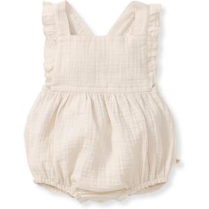 Burt’s Bees Baby baby-girls Romper, 100% Organic Cotton One-piece Bubble Shortall and Layette Set Girl Outfit(Rain Cloud Muslin)