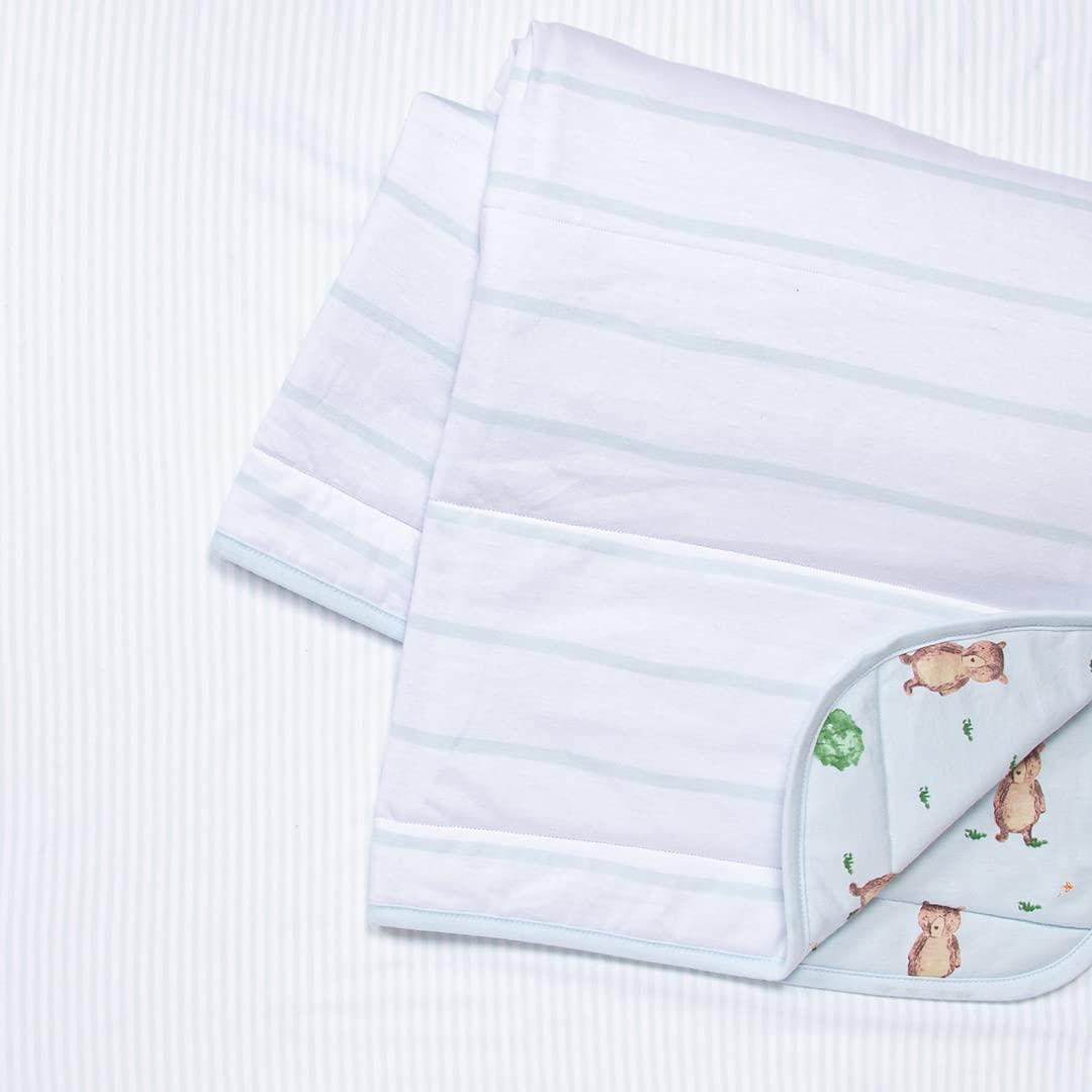 imageBurts Bees Baby Infant Reversible Blankets 100 Organic Cotton GOTS Certified Storybook Bear Prints with Quilting Pattern Soft Nursery Blanket with 100 Polyester Fill for Size 30 x 40 Inch