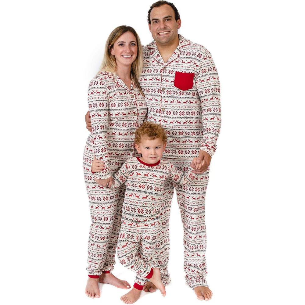 imageBurts Bees Baby Baby Family Jammies Matching Holiday Organic Cotton PajamasDashing Deer Fair Isle