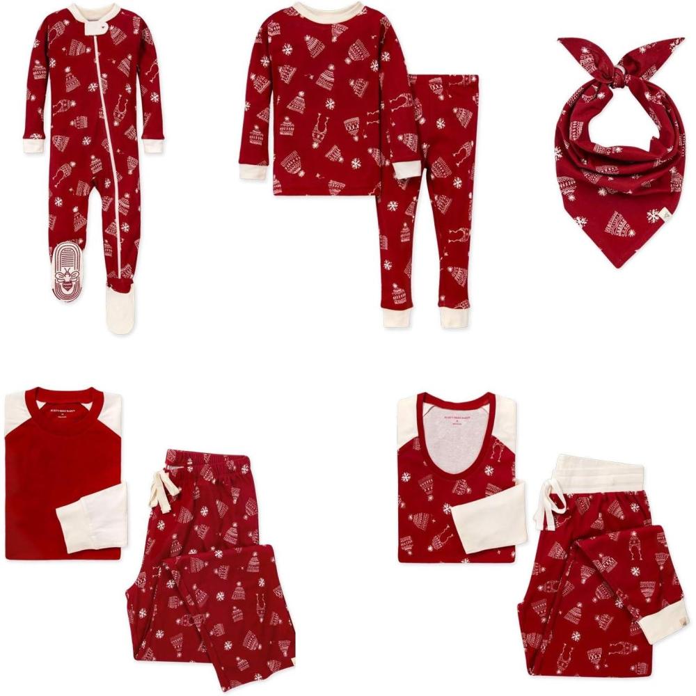 imageBurts Bees Baby Baby Family Jammies Matching Holiday Organic Cotton PajamasHats Off