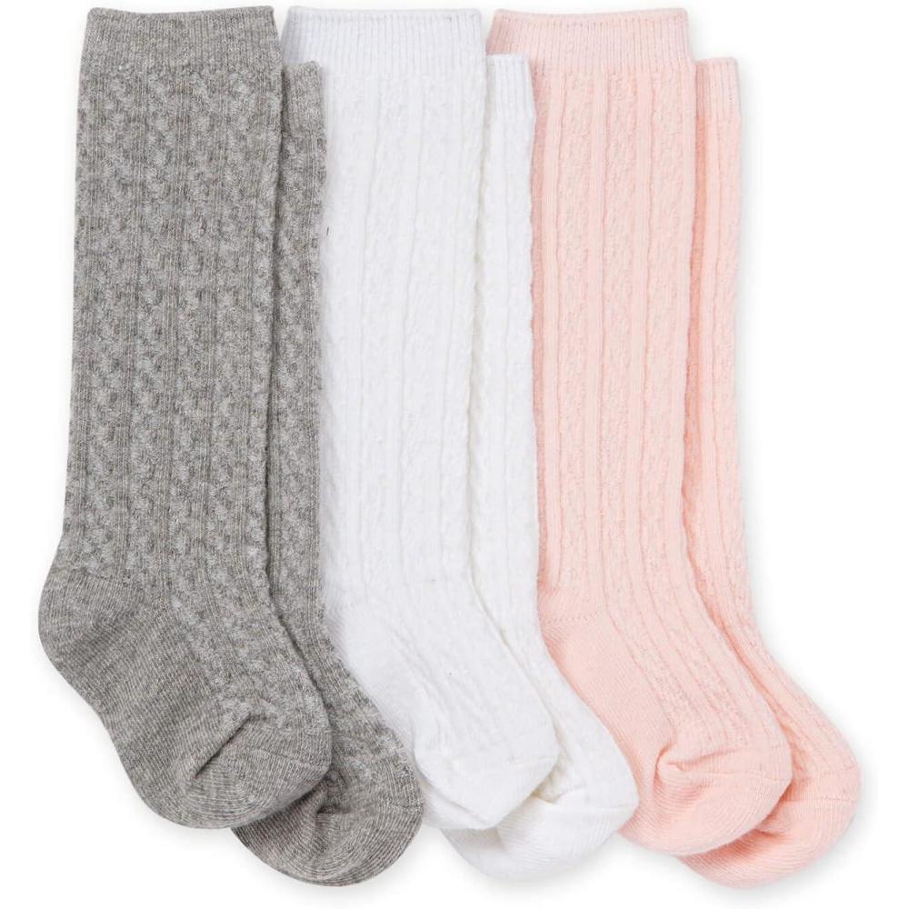 imageBurts Bees Baby Baby Girls Cable Knit Knee High Socks 3Pack