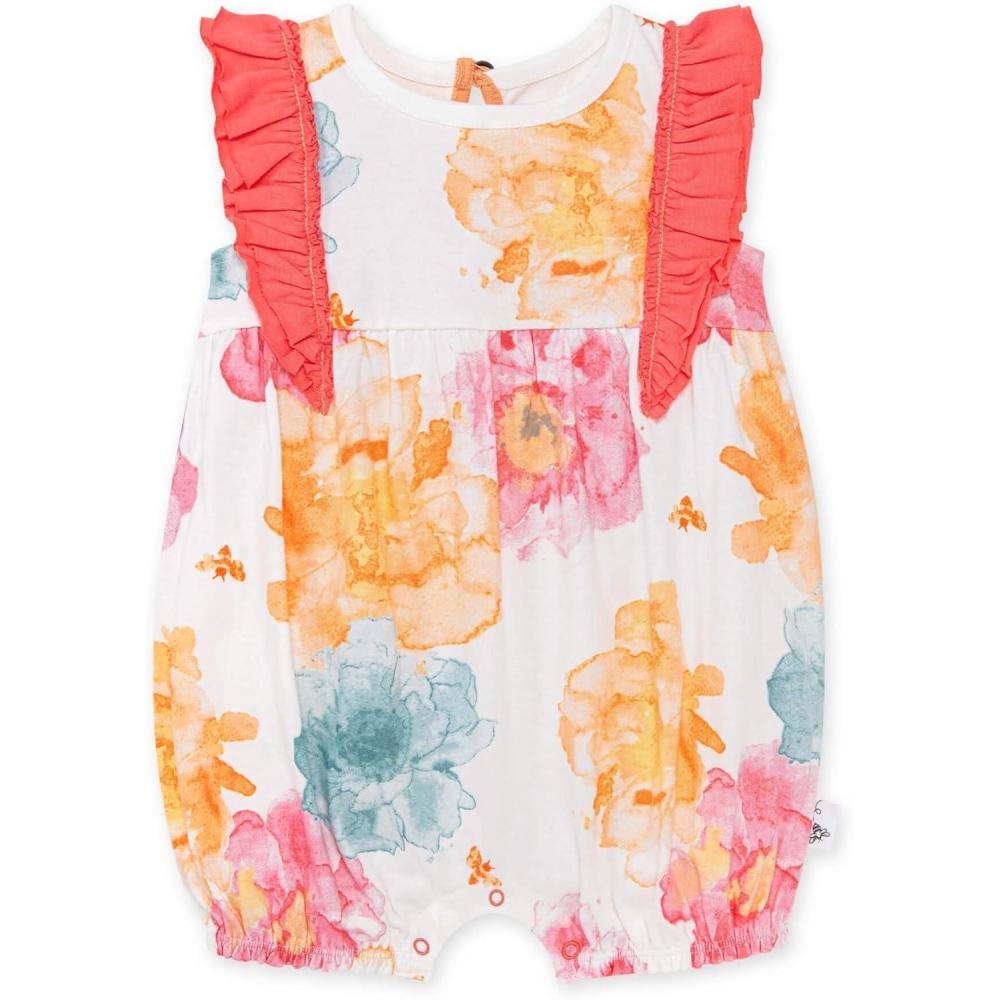 imageBurts Bees Baby Baby Girls Romper 100 Organic Cotton OnePiece Shortall Girl Outfit for Sizes Newborn to 24 MonthsSpring Peonies
