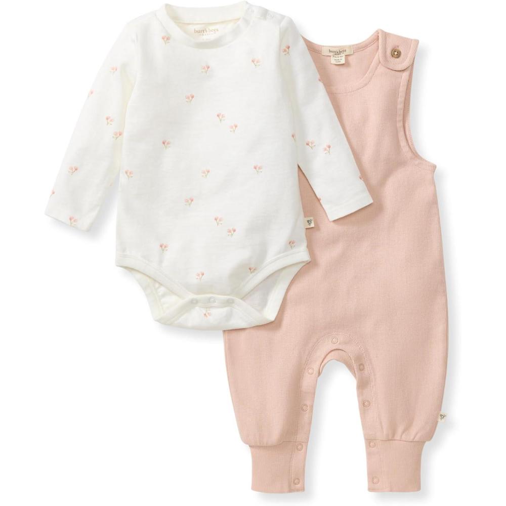 imageBurts Bees Baby Baby Girls Rompers Set of 2 Bubbles One Piece Jumpsuits 100 Organic CottonDitsy Floret