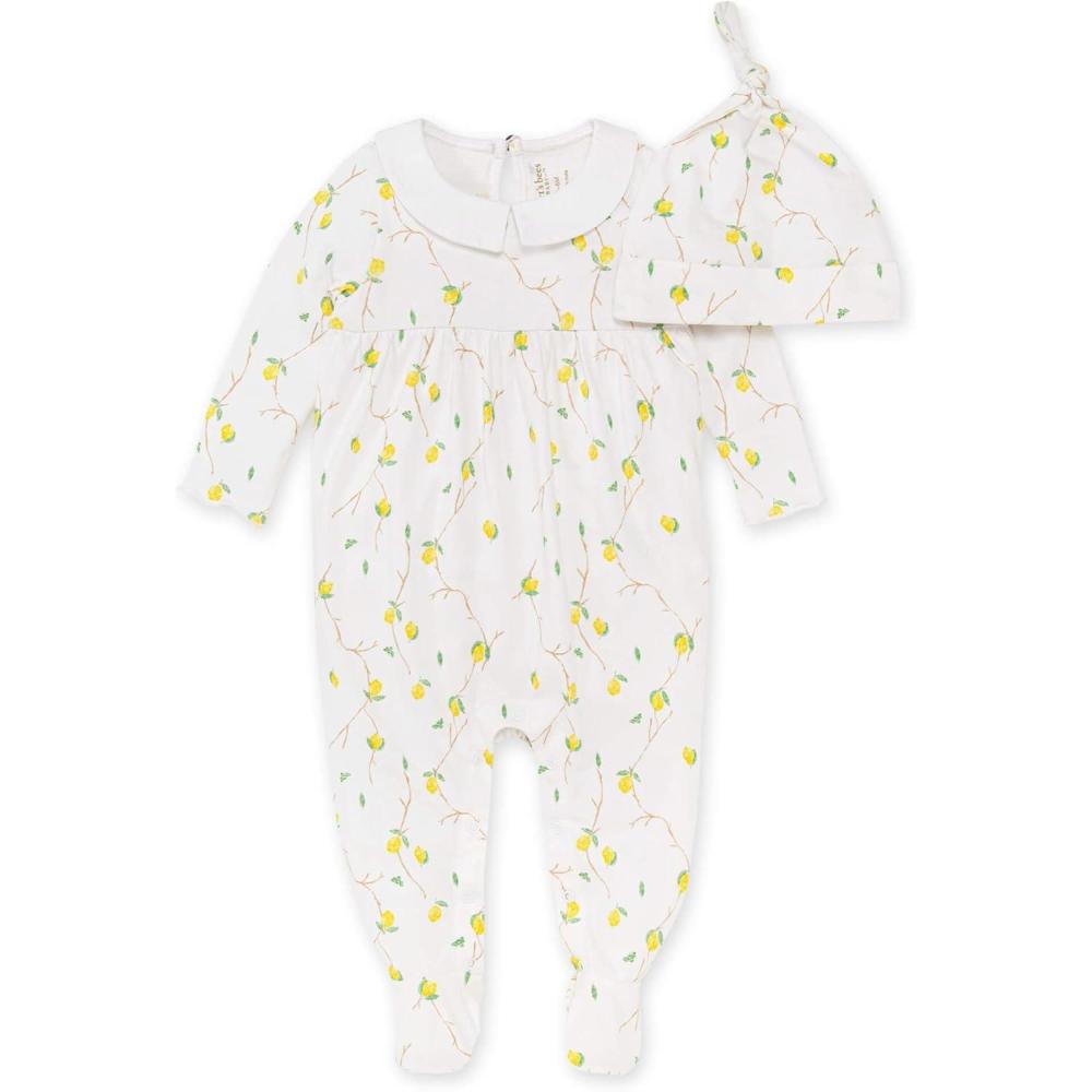 imageBurts Bees Baby Baby Girls Rompers Set of 2 Bubbles One Piece Jumpsuits 100 Organic CottonLemon Vines