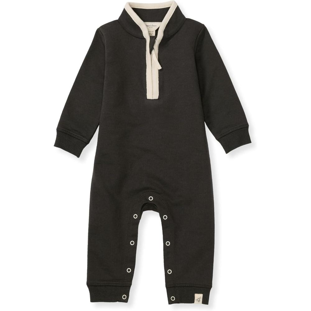 imageBurts Bees Baby Boys 100 Organic OnePiece Long Sleeve CoverallAsh Quarter Zip