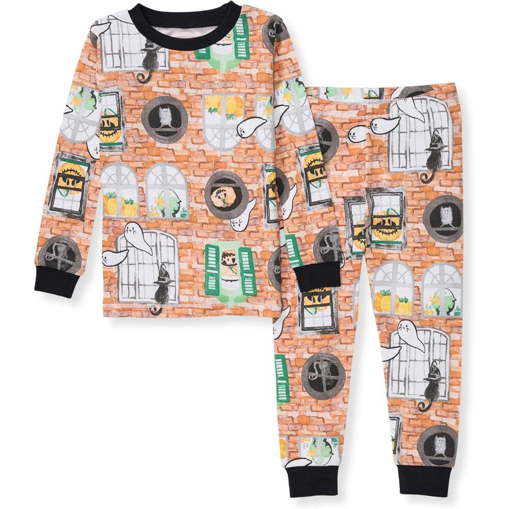imageBurts Bees Baby Boys 2Piece Long Sleeve Tee and Pants Organic Cotton Pajama SetHaunted Castle