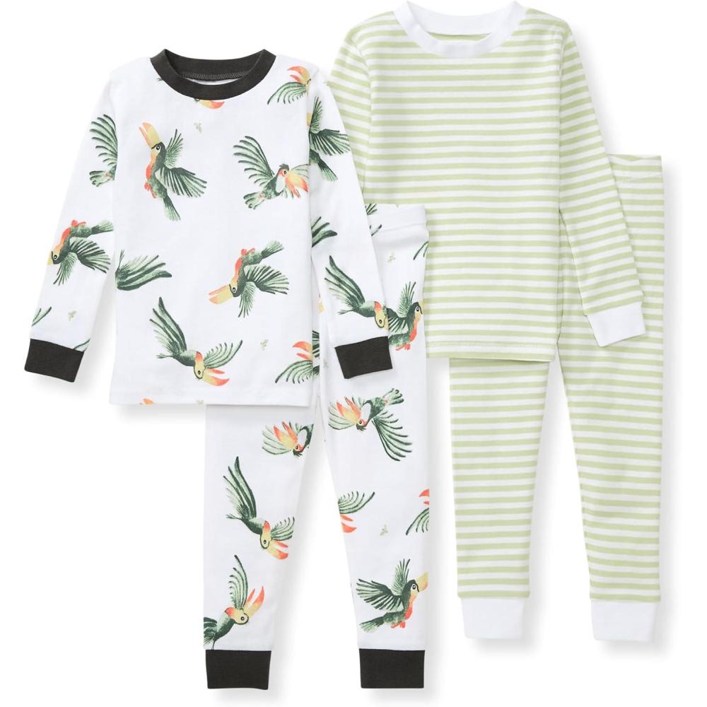 imageBurts Bees Baby Boys 2Piece Long Sleeve Tee and Pants Organic Cotton Pajama SetToucan
