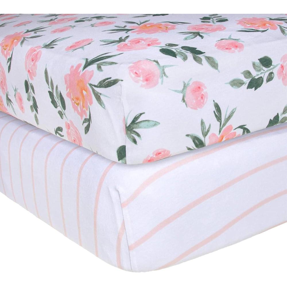 imageBurts Bees Baby Essential Organic Cotton Fitted Crib Sheet Breathable for Boy Girl Standard Crib ampamp Toddler MattressesAutumn Blooms 2pk