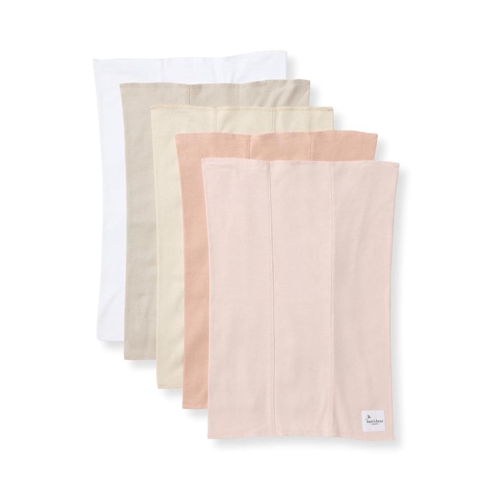 imageBurts Bees Baby Infant Burp Cloths 100 Organic Cotton Extra Absorbent Soft Fabric Drool Cloths 5Pack Newborn MustHave Essential Large Burping Cloths One Size 17 x 1175 InchesPink Sand