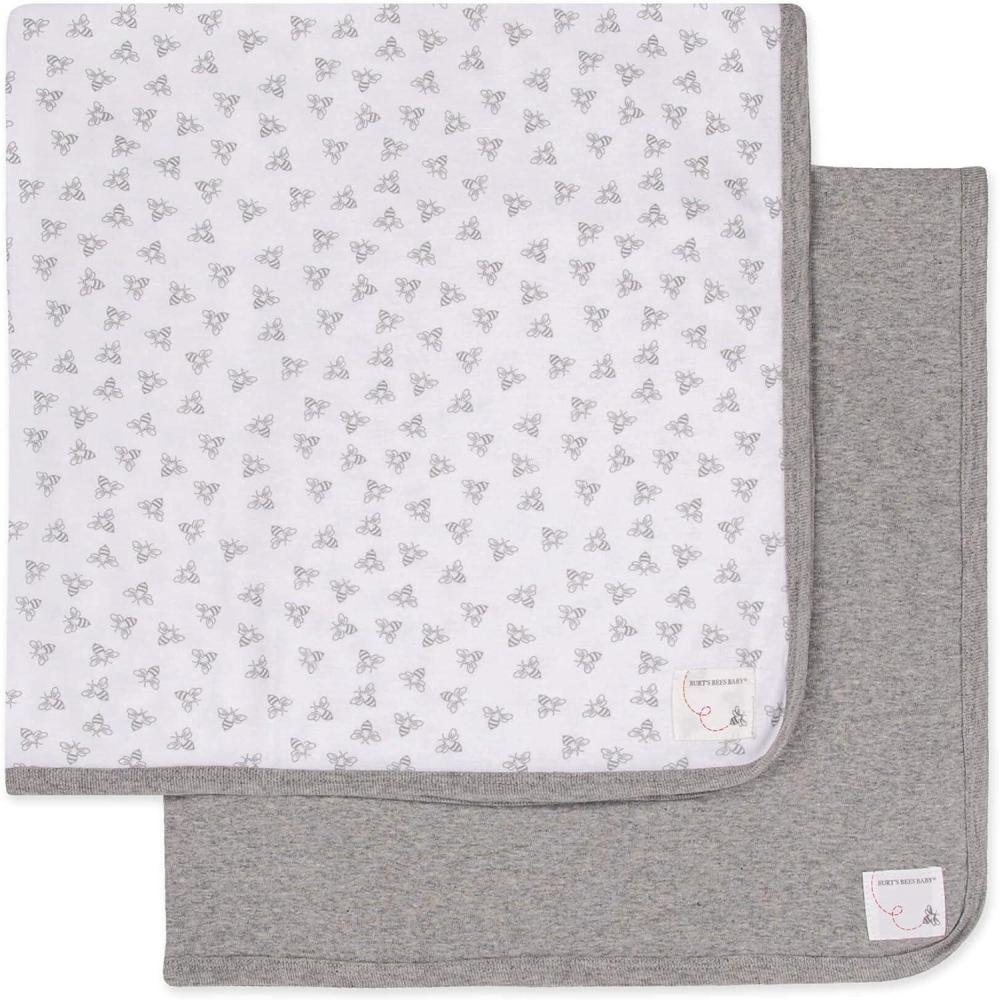 imageBurts Bees Baby Infant Receiving Blankets Made with 100 Organic Cotton Stretchy and Soft Honey Bee Newborn Swaddle Blanket Size 29 x 29 Inches 2 Pack SetHeather Grey