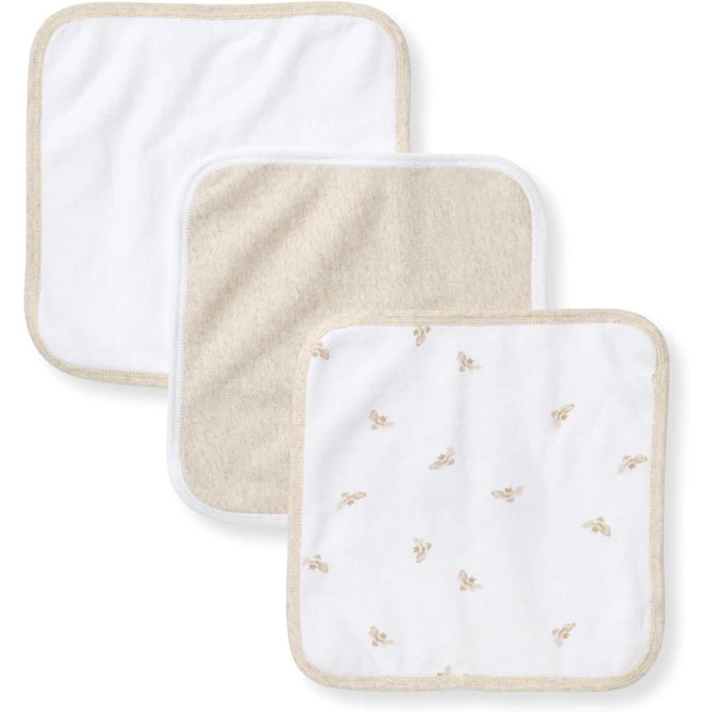 imageBurts Bees Baby Infant Washcloths 100 Organic Cotton Soft and Super Absorbent Knit Terry Wash Cloth 3 Pack SetGolden Bee