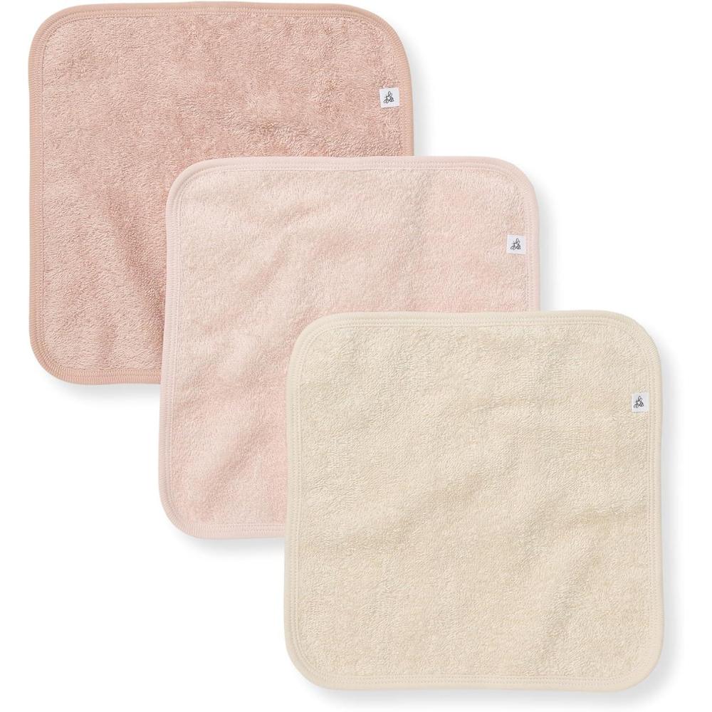 imageBurts Bees Baby Infant Washcloths 100 Organic Cotton Soft and Super Absorbent Knit Terry Wash Cloth 3 Pack SetPink Sand Woven Terry