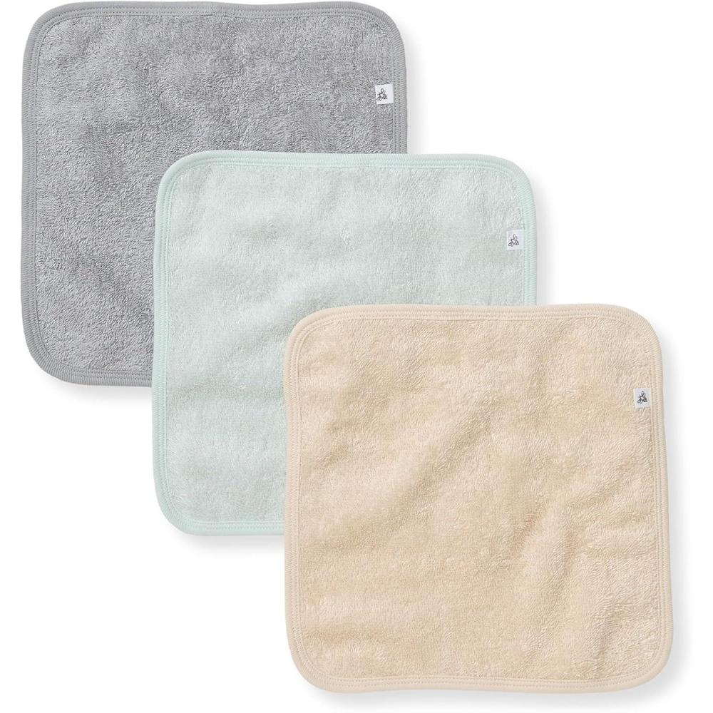 imageBurts Bees Baby Infant Washcloths 100 Organic Cotton Soft and Super Absorbent Knit Terry Wash Cloth 3 Pack SetQuarry Blue Woven Terry
