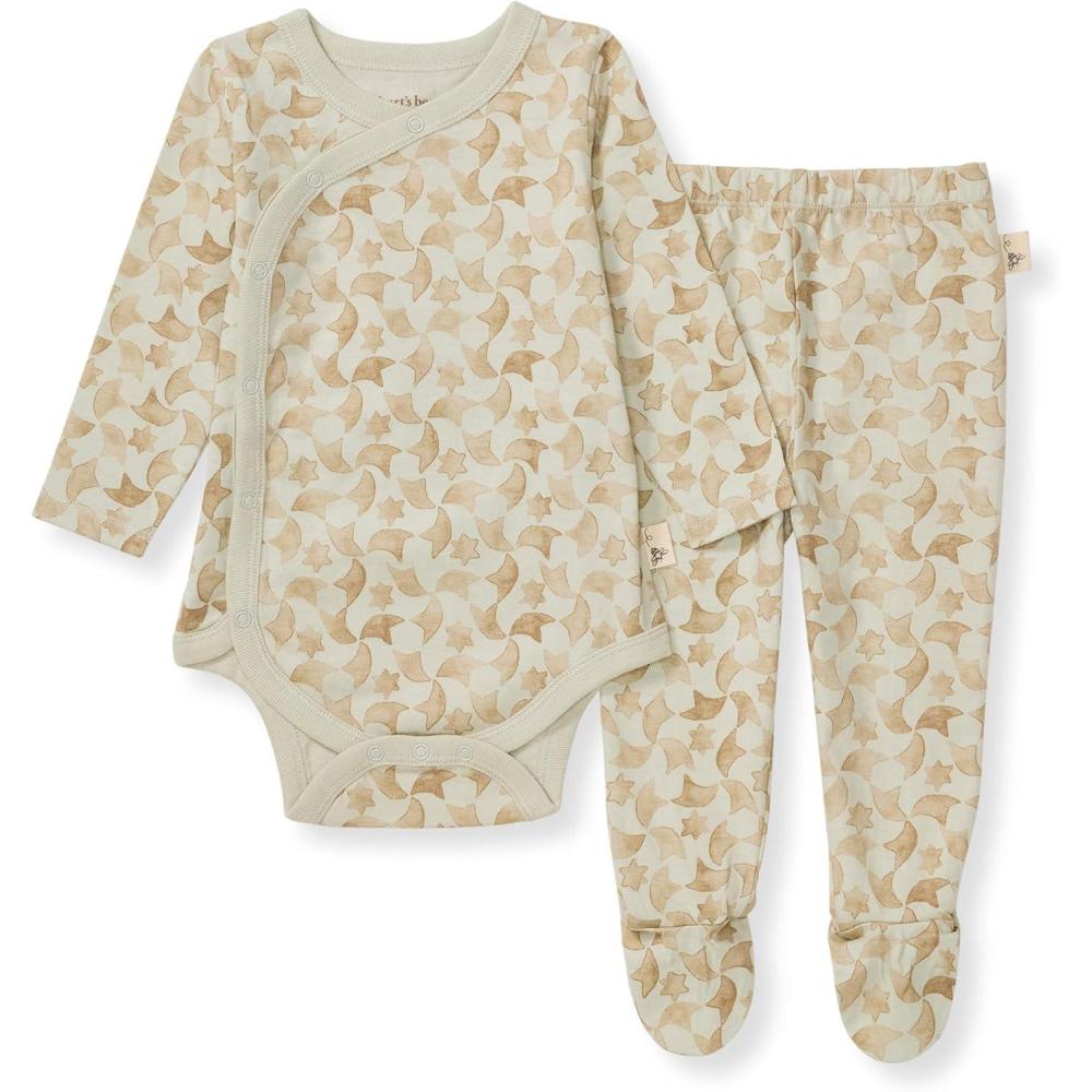 imageBurts Bees Baby Unisex Bodysuit and Pant Set 100 Organic CottonHint of Green