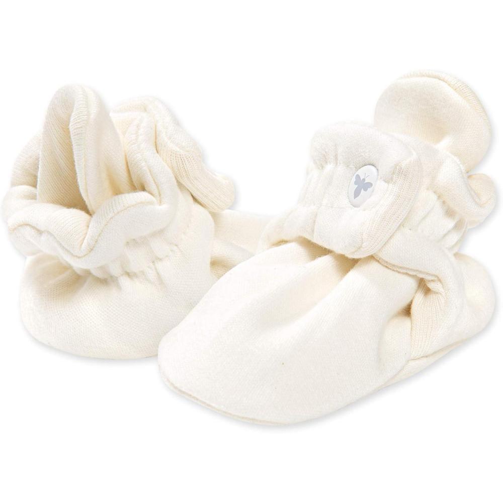 imageBurts Bees Baby Unisex Booties Organic Cotton Newborn Essentials Shoes for InfantsEggshell White