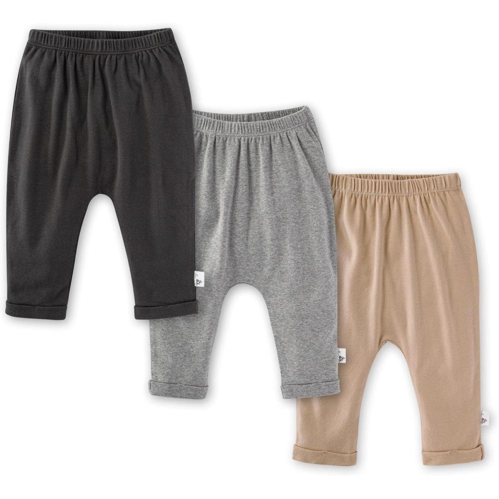imageBurts Bees Baby Unisex Knit Jogger Pants 3Pack Baby Sweatpants 100 Organic Cotton Infant BottomsAsh 3pk